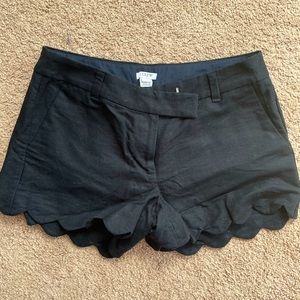 J. Crew black scallop hem shorts, size 6